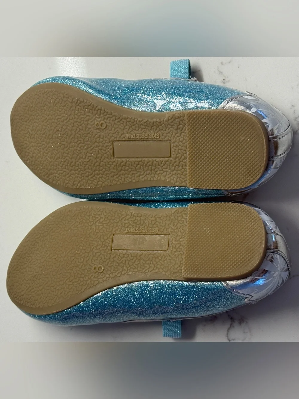 Girls' Blue Frozen Glitter Mary Jane Shoes with Snowflake Detail toddler size 8